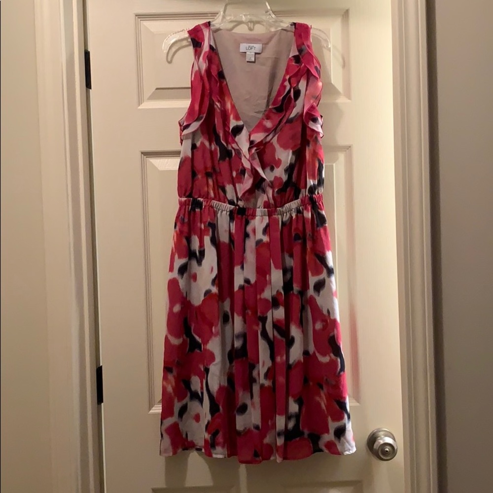 Loft Pink Watercolor Dress